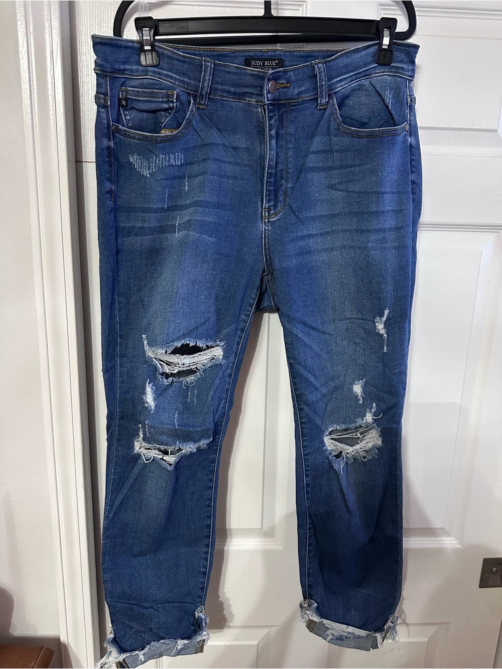 Judy Blue Distressed Dark Blue Boyfriend Jeans